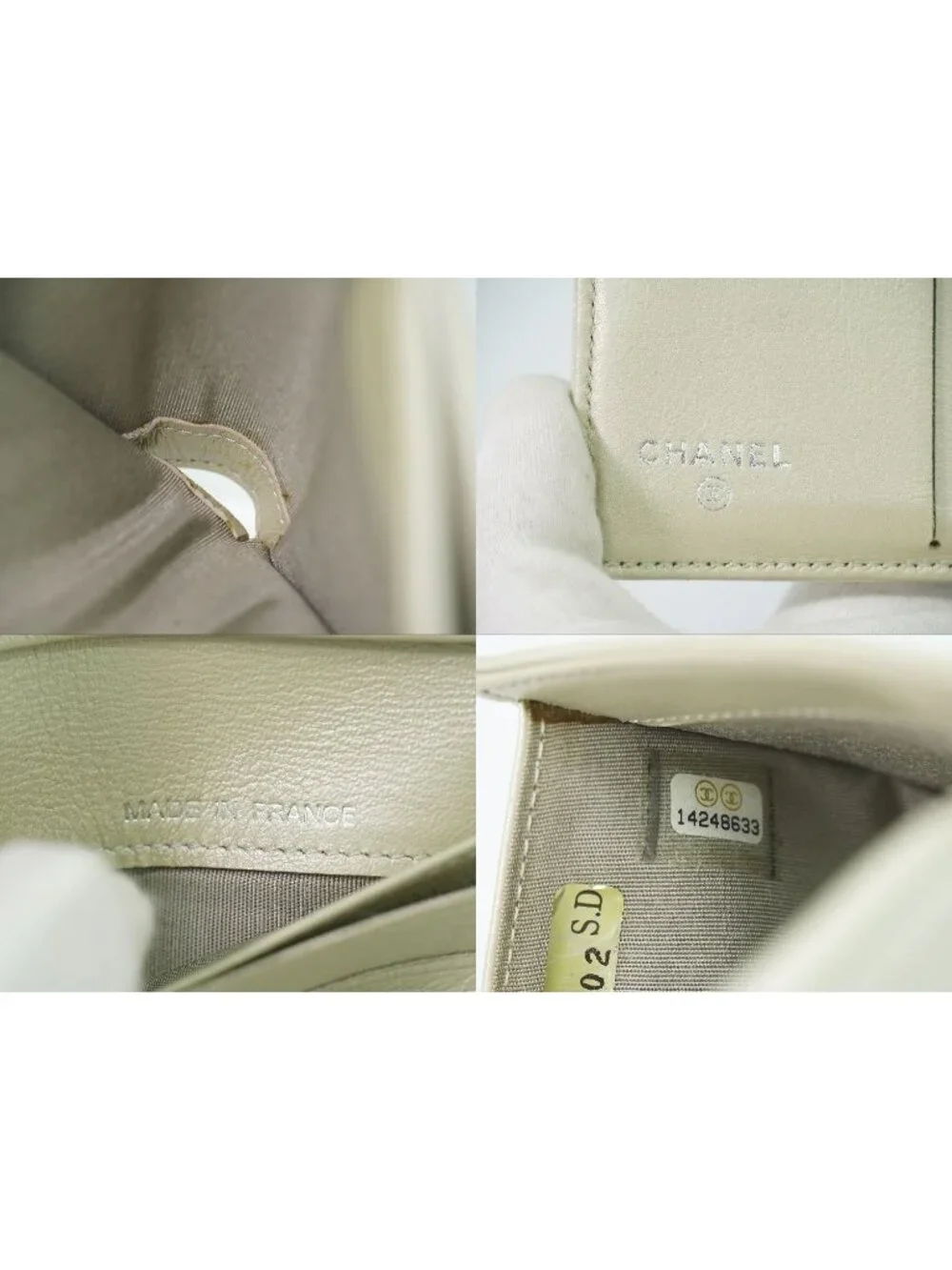 Chanel CC Logo Bifold Wallet Compact Leather Pearl White